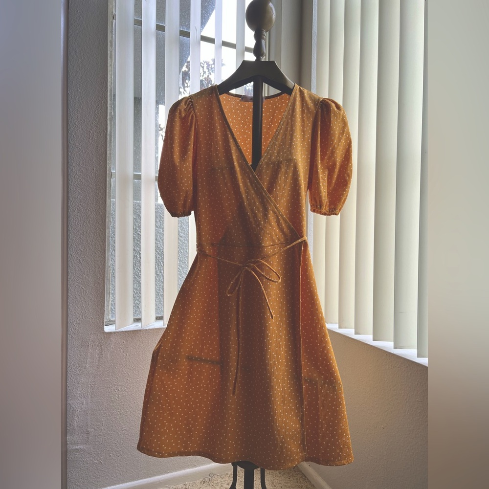 Polka dot yellow mustard dress